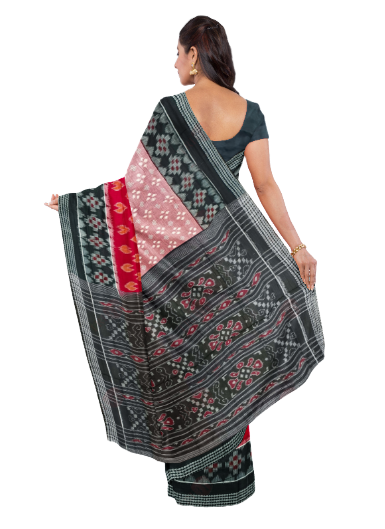 Half Half design Sambalpuri cotton saree