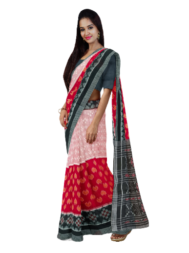 Half Half design Sambalpuri cotton saree