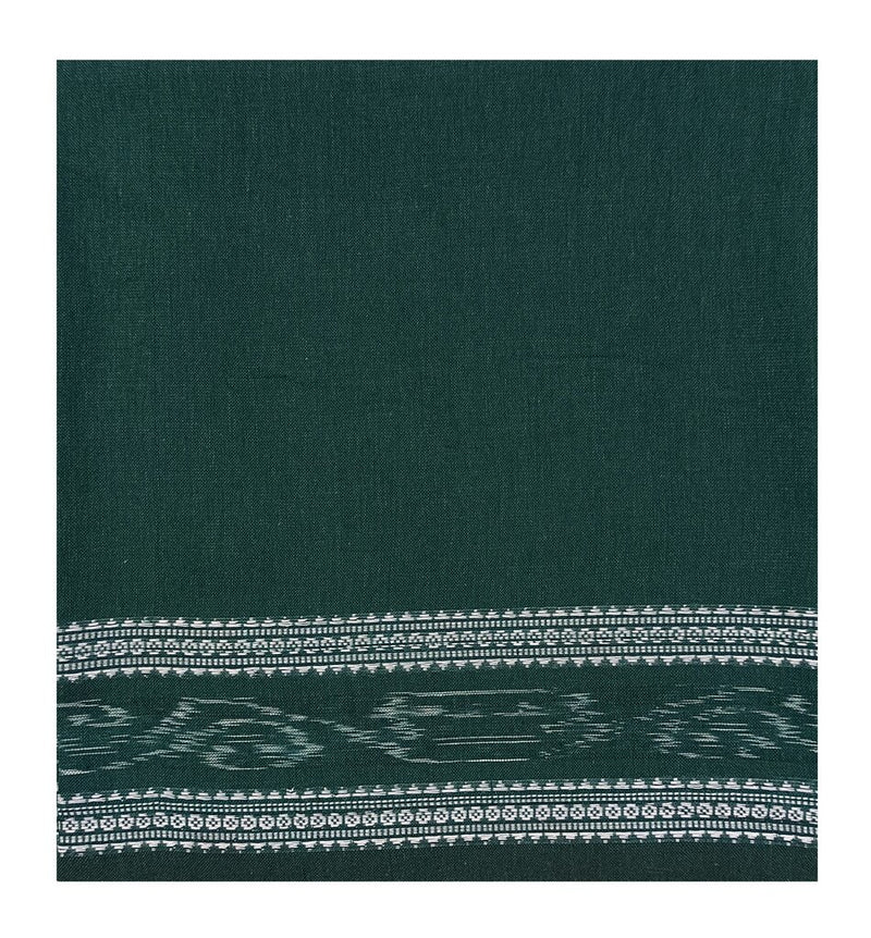 Sambalpuri Cotton Blouse Piece, 90 cms, Deep Bottle green color