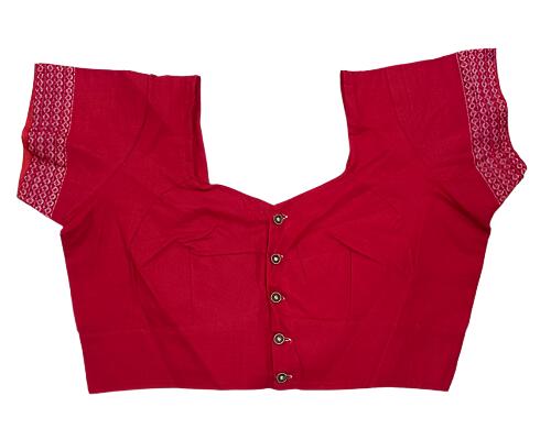 Sambalpuri readymade cotton blouse, Color - red, Size - 30, 32, 34