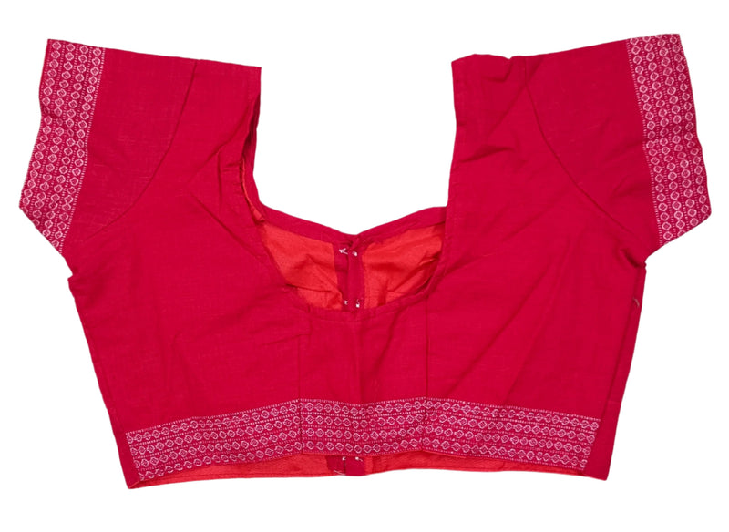 Sambalpuri readymade cotton blouse, Color - red, Size - 30, 32, 34