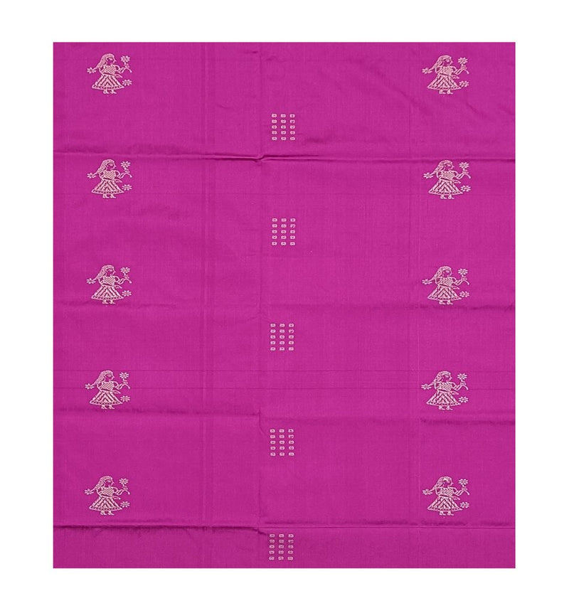 Sambalpuri Silk Blouse piece, 80cms, Magenta color