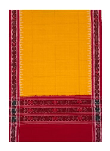 Beautiful Sambalpuri Handloom Cotton Dupatta, yellow and red colors combination