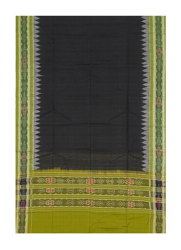 Sambalpuri cotton Dupatta, black and mehendi green color combination