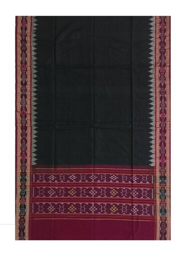 Sambalpuri Cotton Dupatta, black and maroon color combination