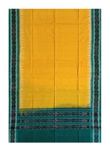 Sambalpuri Cotton Dupatta, Yellow and green colors combination