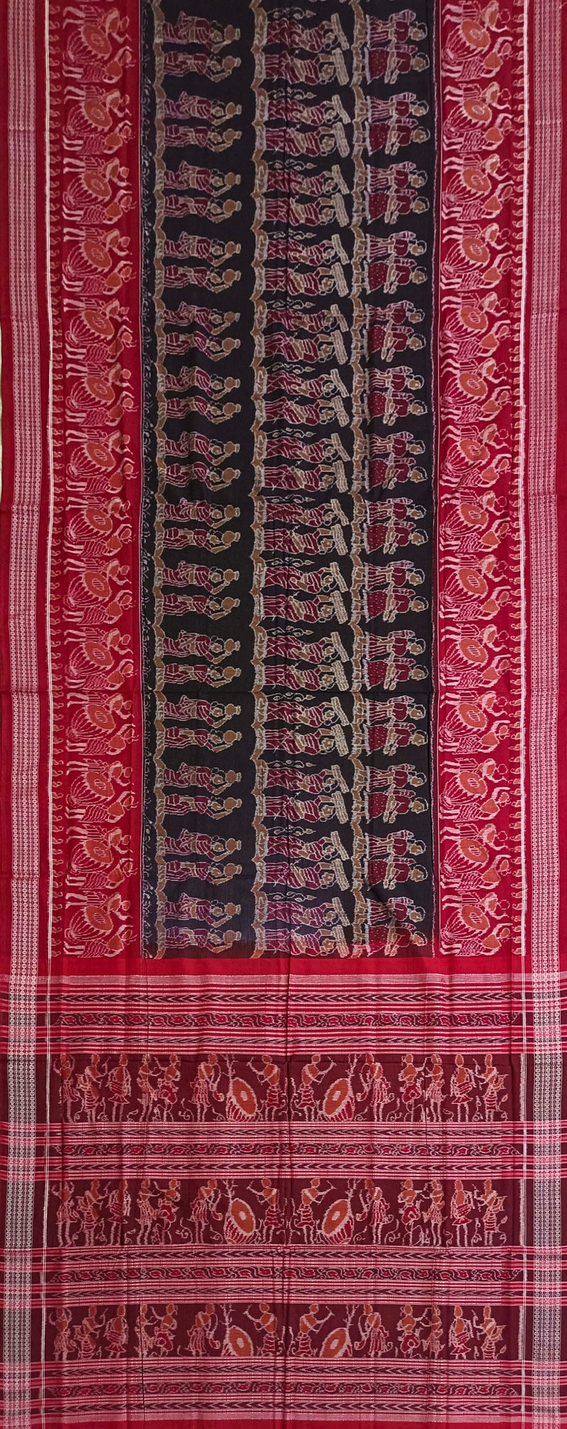 Exquisite Village life design Sambalpuri cotton saree with blouse piece