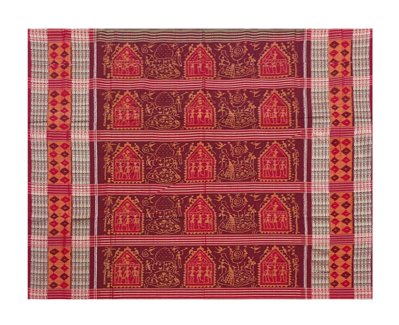 Tribal design Sambalpuri cotton saree with blouse piece