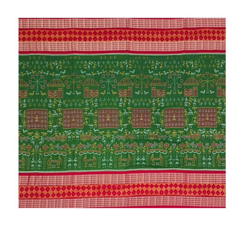 Tribal design Sambalpuri cotton saree with blouse piece