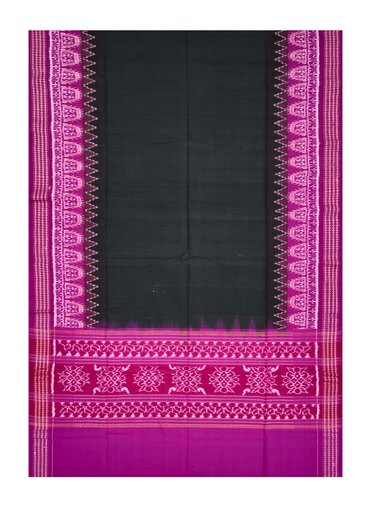 Beautiful Handloom Cotton Dupatta, Black and magenta colors combination