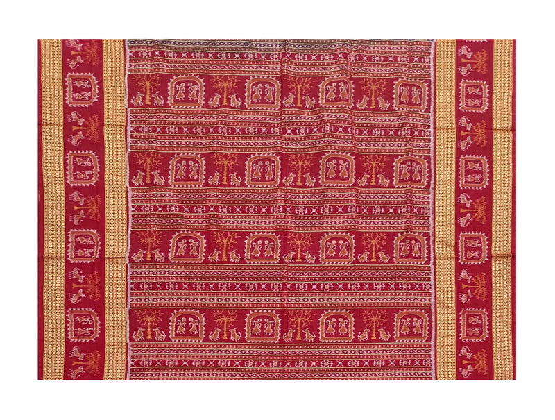 Tribal art design sambalpuri cotton saree with blouse piece