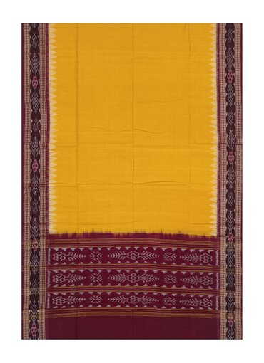 Sambalpuri Cotton Dupatta, Yellow and maroon colors combination