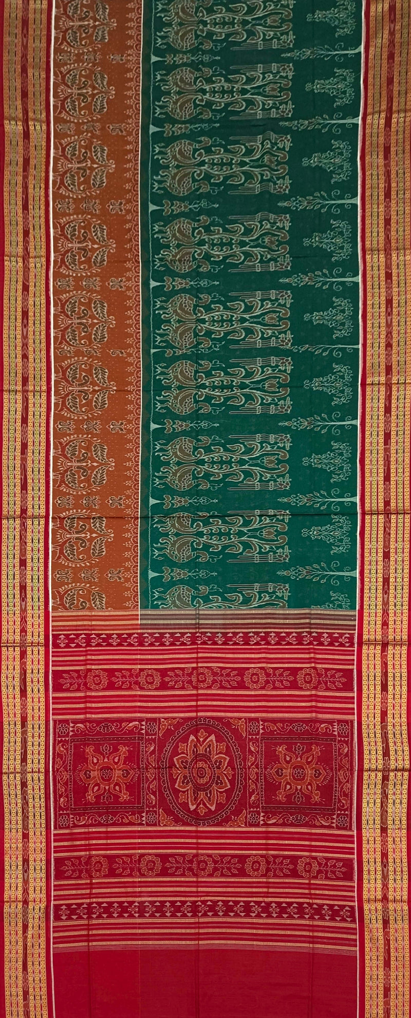 Flower and Peacock design Sambalpuri cotton saree with blouse piece