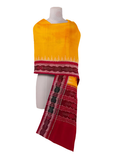 Beautiful Sambalpuri Handloom Cotton Dupatta, yellow and red colors combination