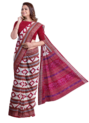 Pasapali design sambalpuri cotton saree with blouse piece