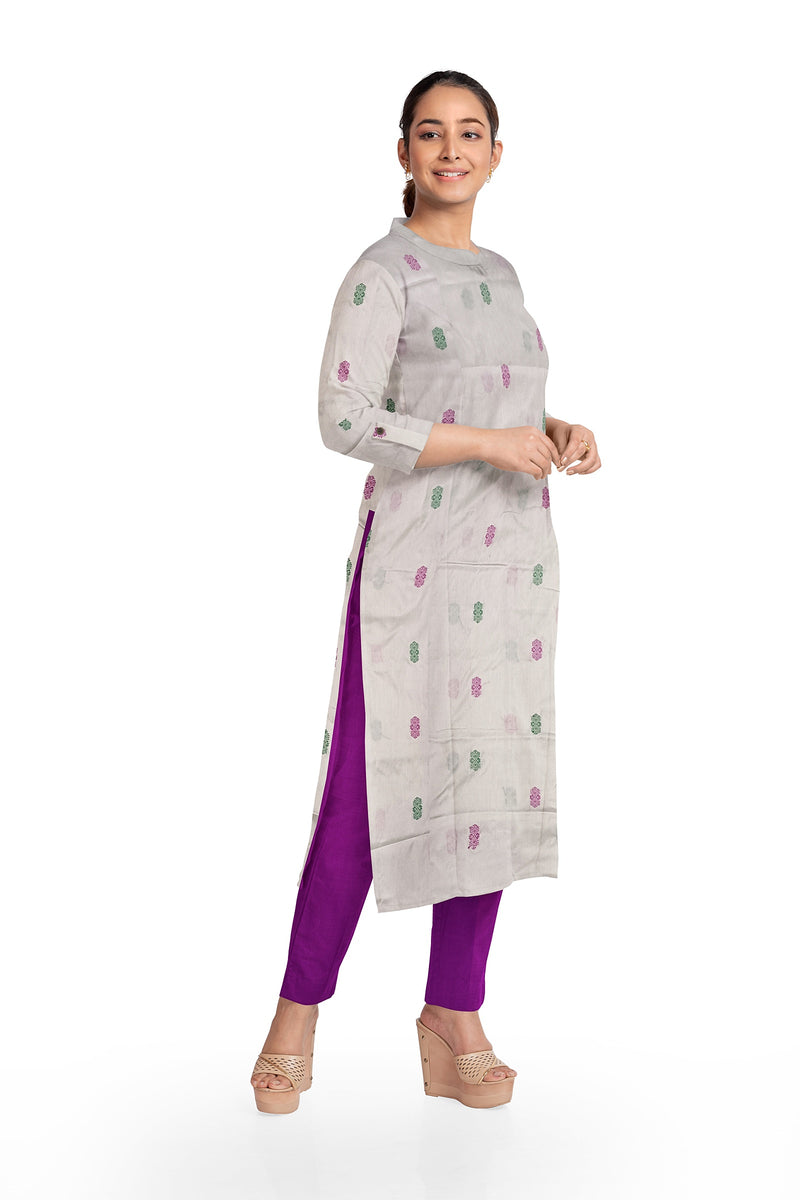 Exquisite Premium Sambalpuri Bapta Dress Material, White, Pink and Green colors combination