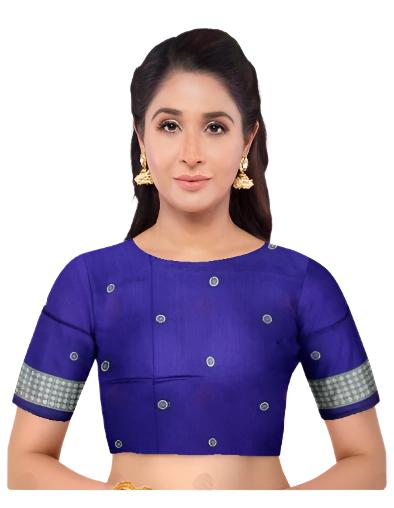 Sambalpuri silk blouse piece, 90 cms, Violet blue