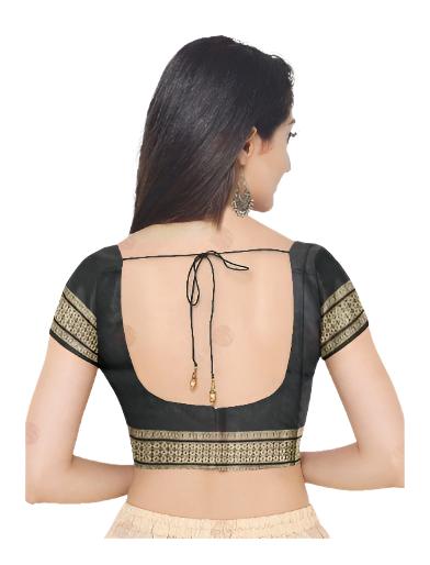 Sambalpuri Unstitched silk blouse piece, Color - Black, Options : 1 mtr