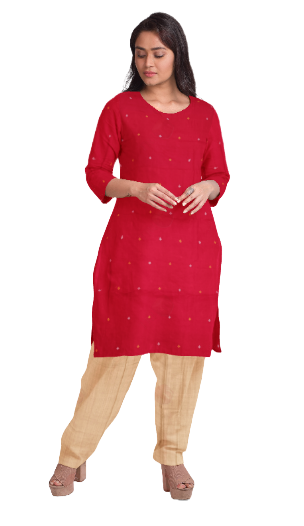 Exquisite Sambalpuri Silk Bapta Dress Material set, Red color base