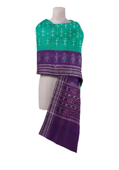 Beautiful Handloom Cotton Dupatta, Ramagreen and violet colors combination