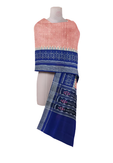 Sambalpuri cotton dupatta, Fedded red and blue colors combination