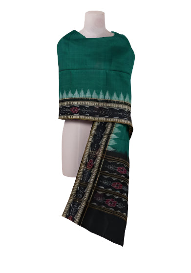 Beautiful Handloom Cotton Dupatta, Green and black colors