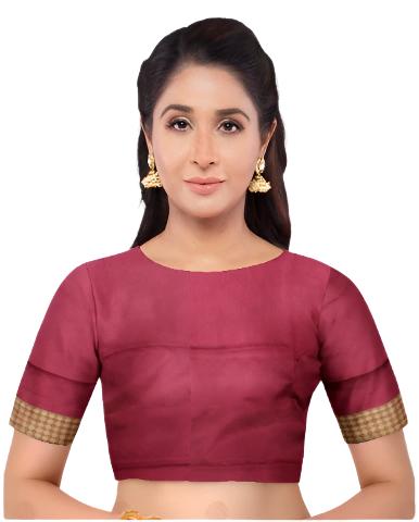 Sambalpuri silk blouse piece, Reddish maroon color, 80cms and 1 mtr