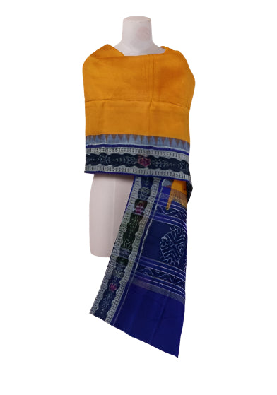 Sambalpuri cotton Dupatta, Yellow and blue colors combination