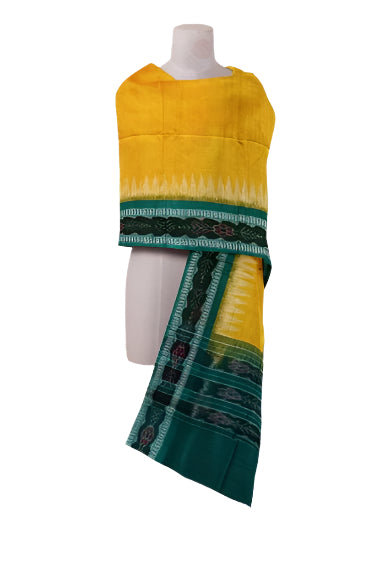 Sambalpuri Cotton Dupatta, Yellow and green colors combination