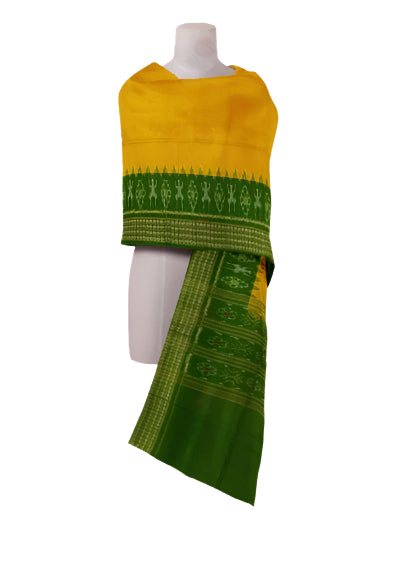 Sambalpuri Cotton Dupatta, yellow and mehendi green colors combination